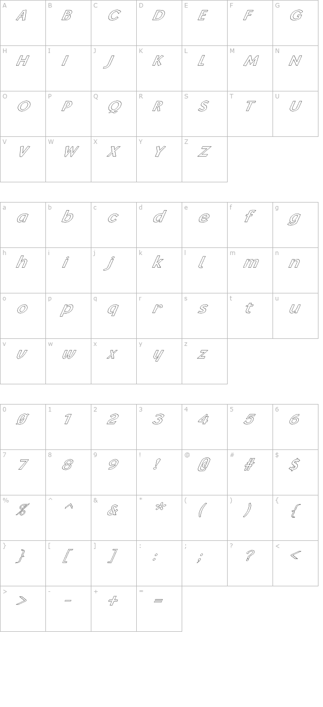 fz-basic-14-hollow-italic character map