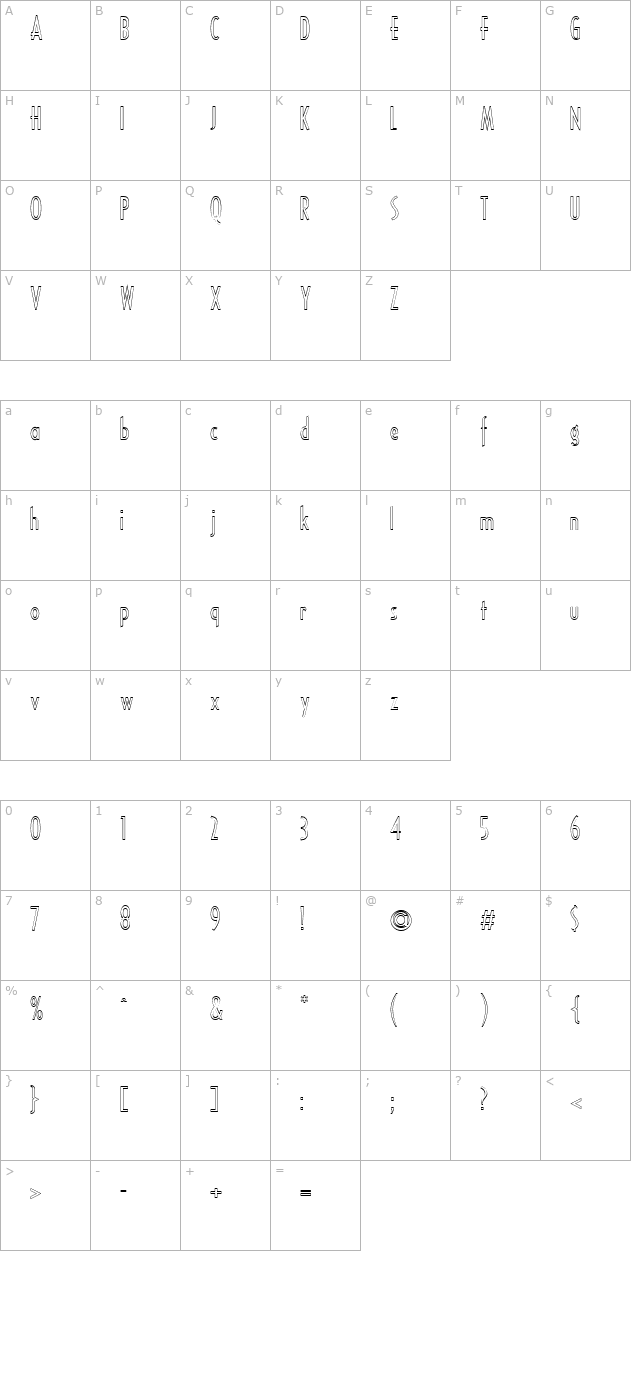 FZ BASIC 16 HOLLOW character map