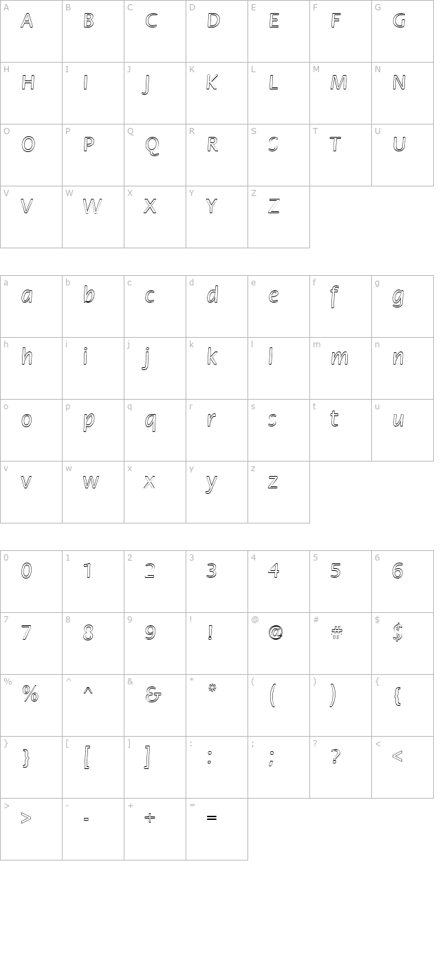 FZ BASIC 17 HOLLOW character map