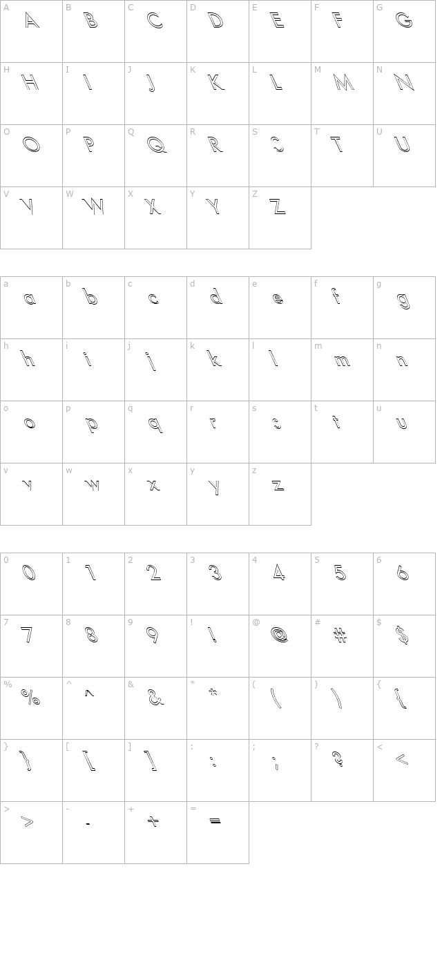 FZ BASIC 18 HOLLOW LEFTY character map