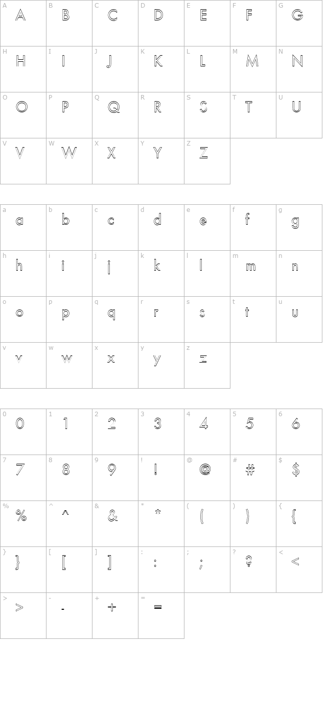 FZ BASIC 18 HOLLOW character map