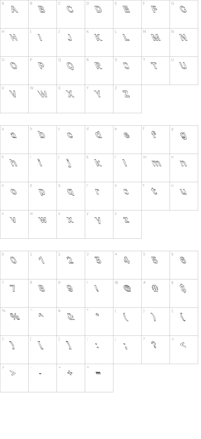 FZ BASIC 2 HOLLOW LEFTY character map