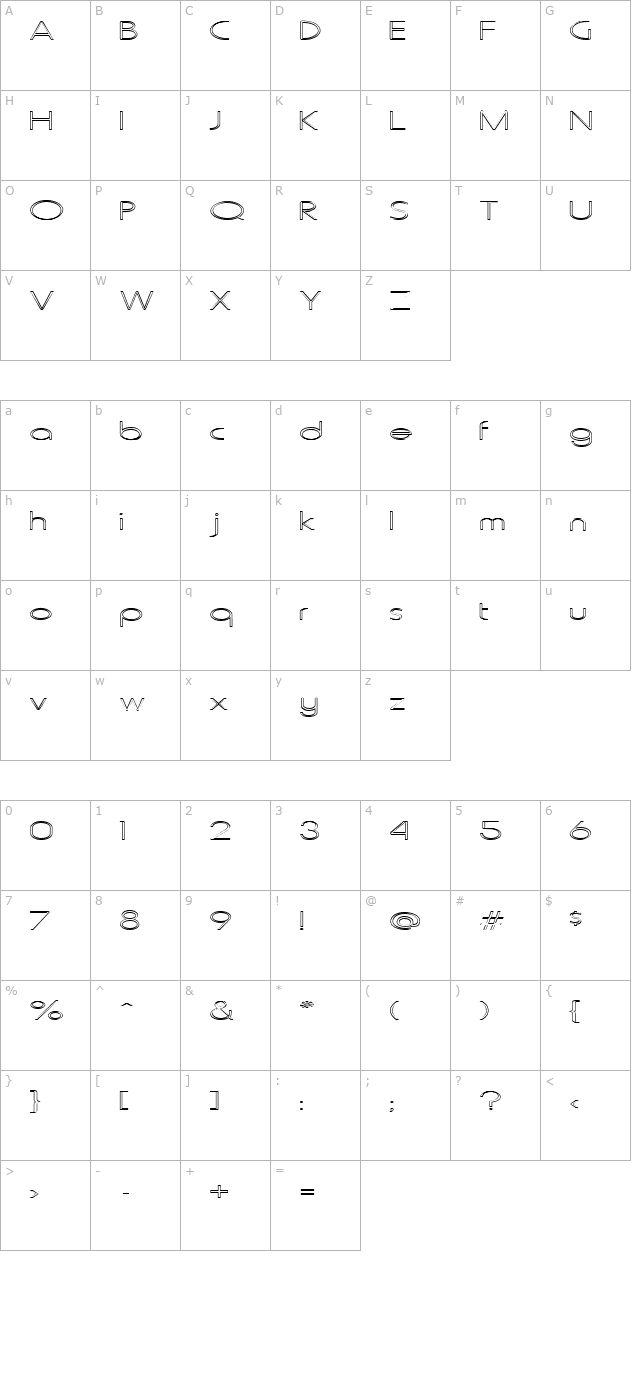 FZ BASIC 20 HOLLOW EX character map