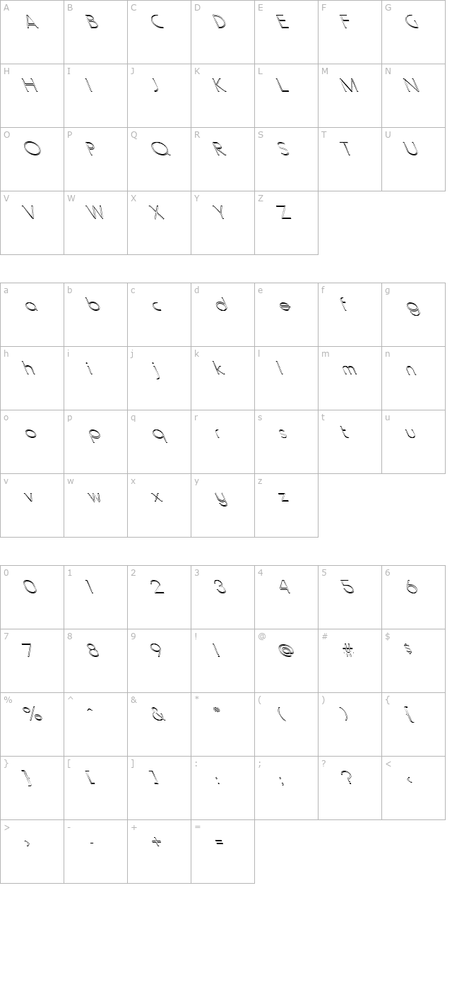 FZ BASIC 20 HOLLOW LEFTY character map