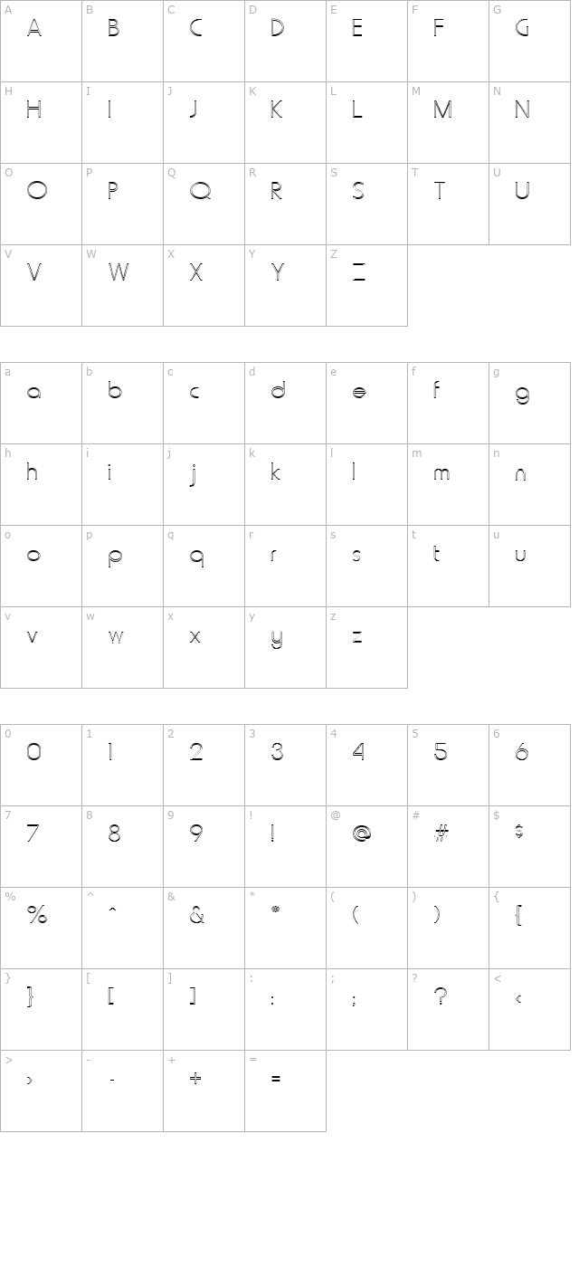 FZ BASIC 20 HOLLOW character map