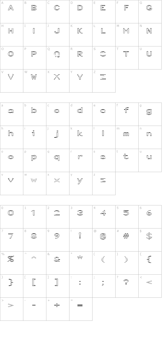 FZ BASIC 23 HOLLOW EX character map