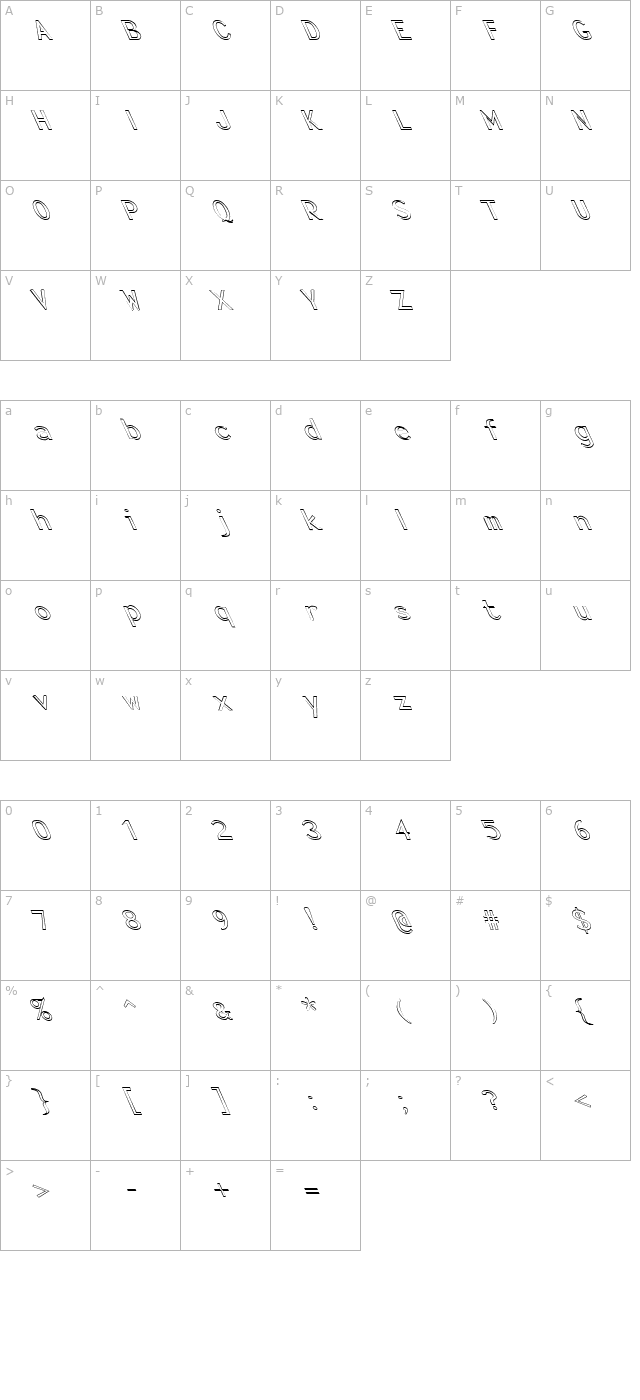 FZ BASIC 23 HOLLOW LEFTY character map