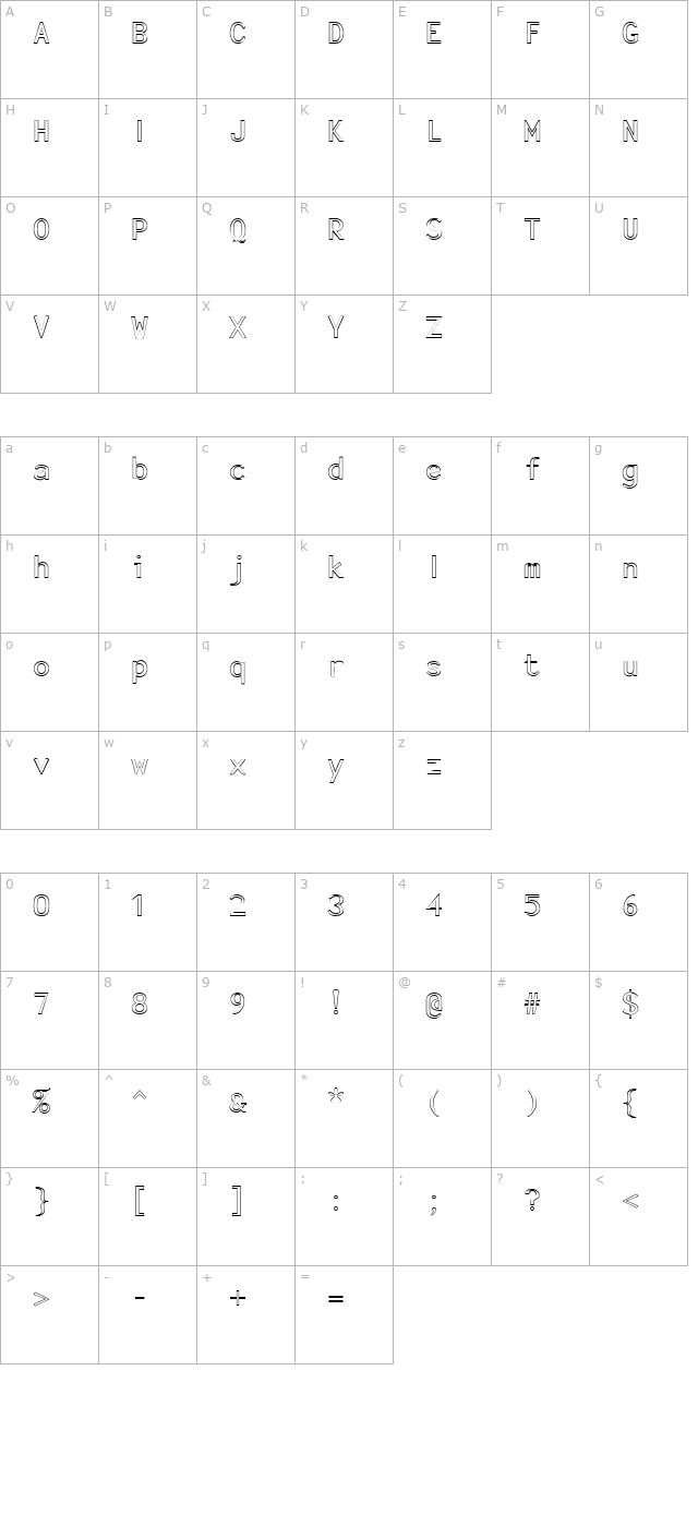 FZ BASIC 23 HOLLOW character map