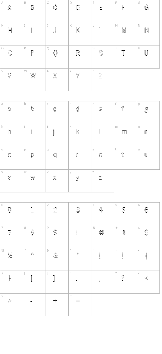 FZ BASIC 24 HOLLOW character map