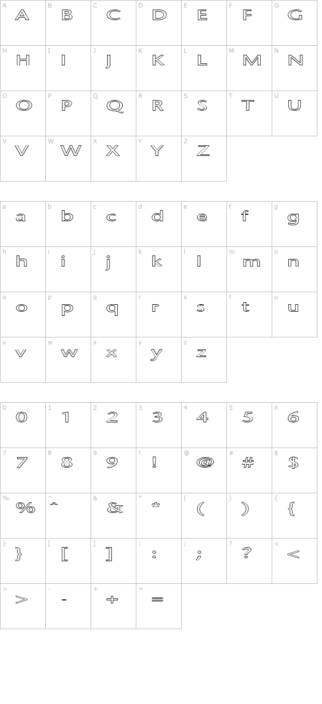 fz-basic-25-hollow-ex character map