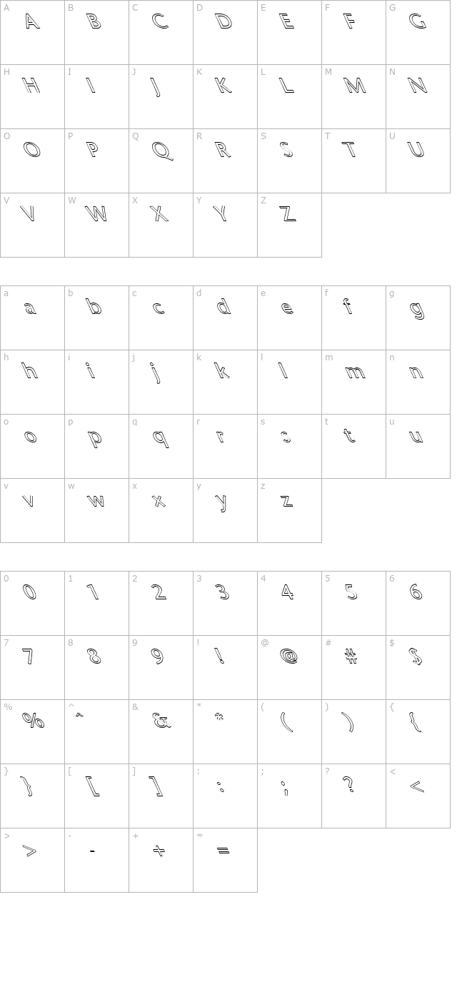 FZ BASIC 25 HOLLOW LEFTY character map