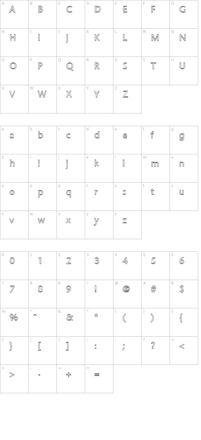 FZ BASIC 25 HOLLOW character map