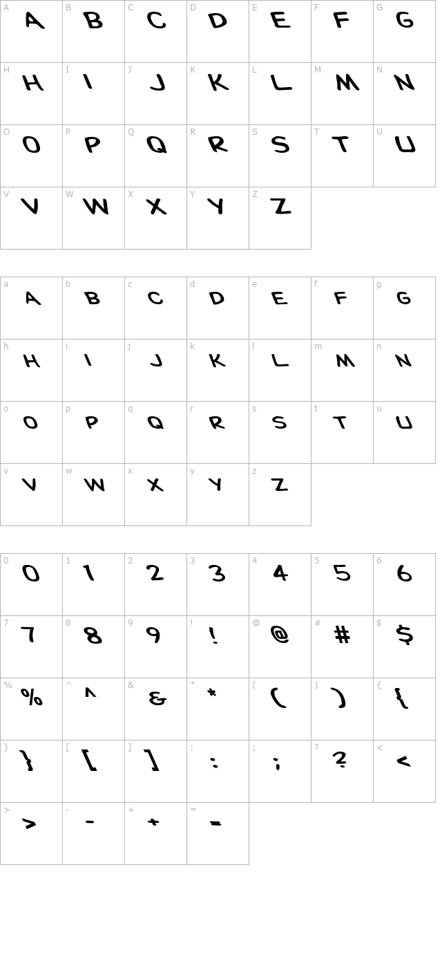 FZ BASIC 28 LEFTY character map