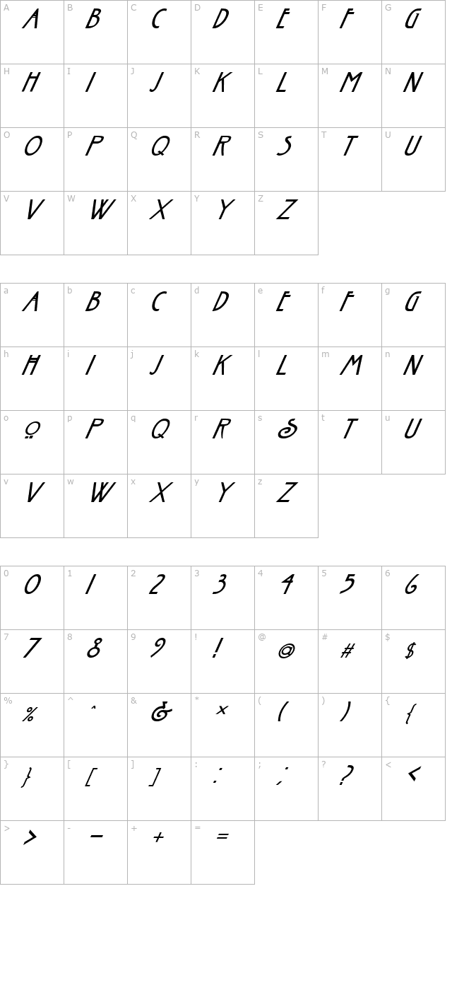 fz-basic-30-italic character map