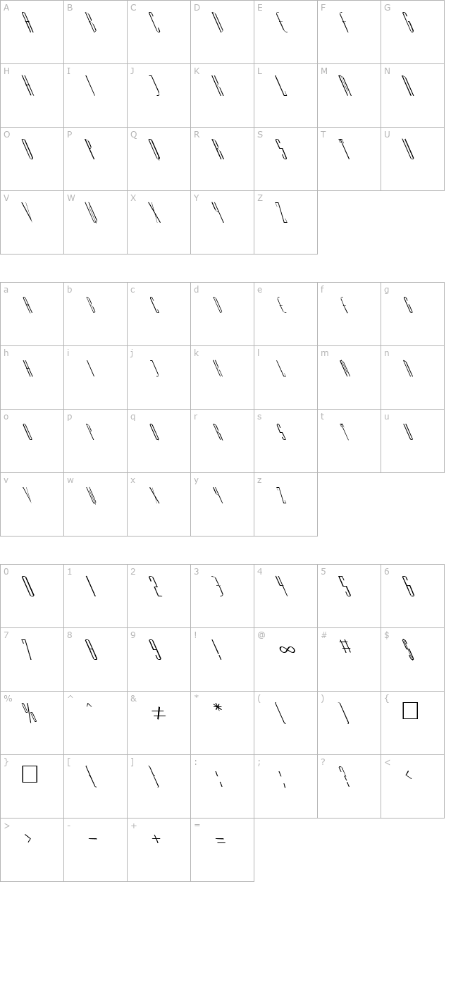 FZ BASIC 38 LEFTY character map