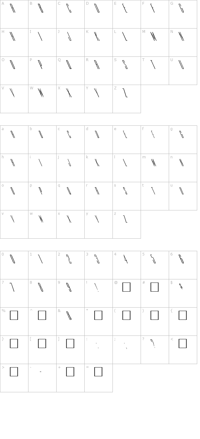 FZ BASIC 39 LEFTY character map