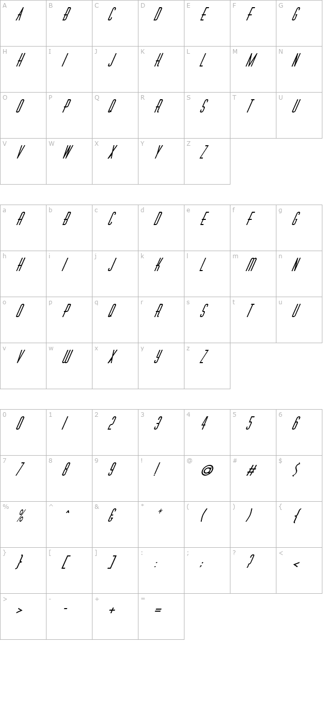 fz-basic-40-italic character map