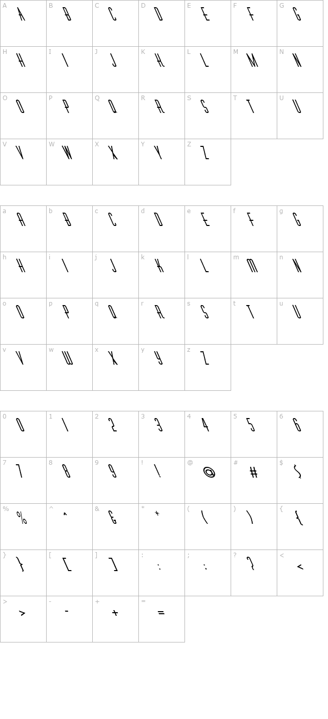 FZ BASIC 40 LEFTY character map