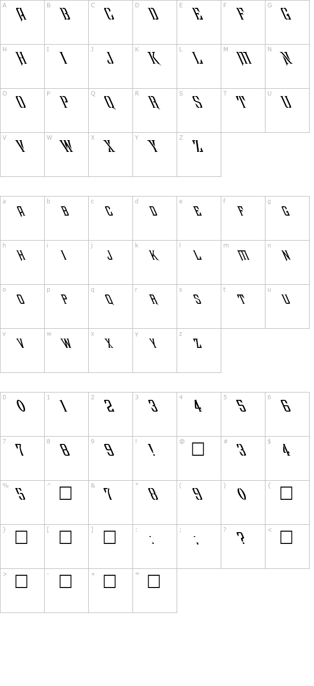 FZ BASIC 41 LEFTY character map