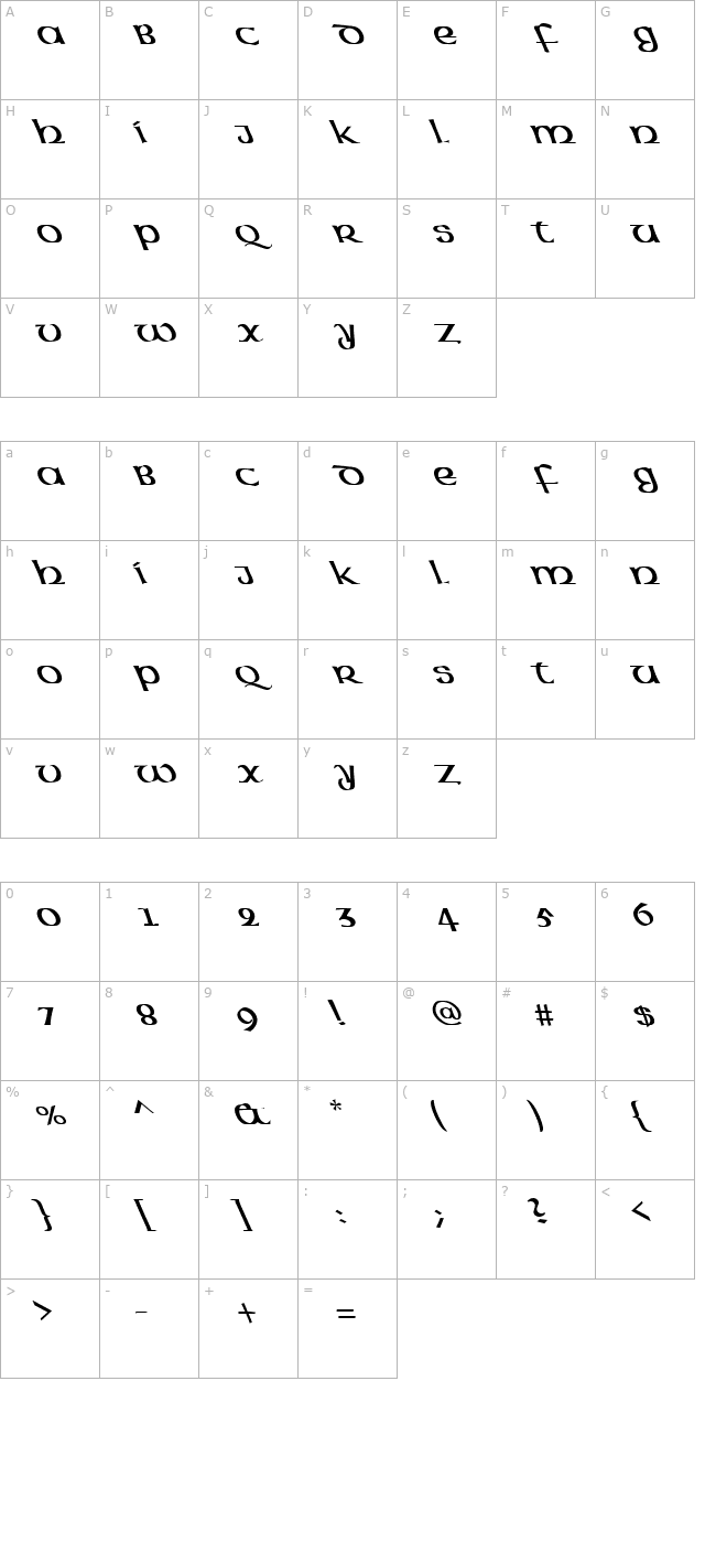 FZ BASIC 43 LEFTY character map