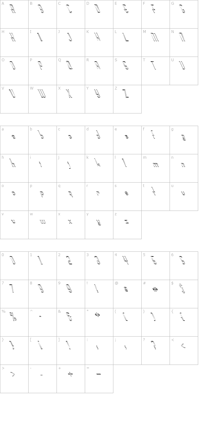 FZ BASIC 44 HOLLOW LEFTY character map