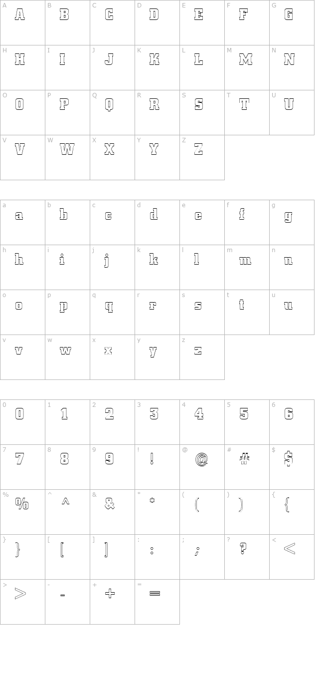 FZ BASIC 53 HOLLOW character map