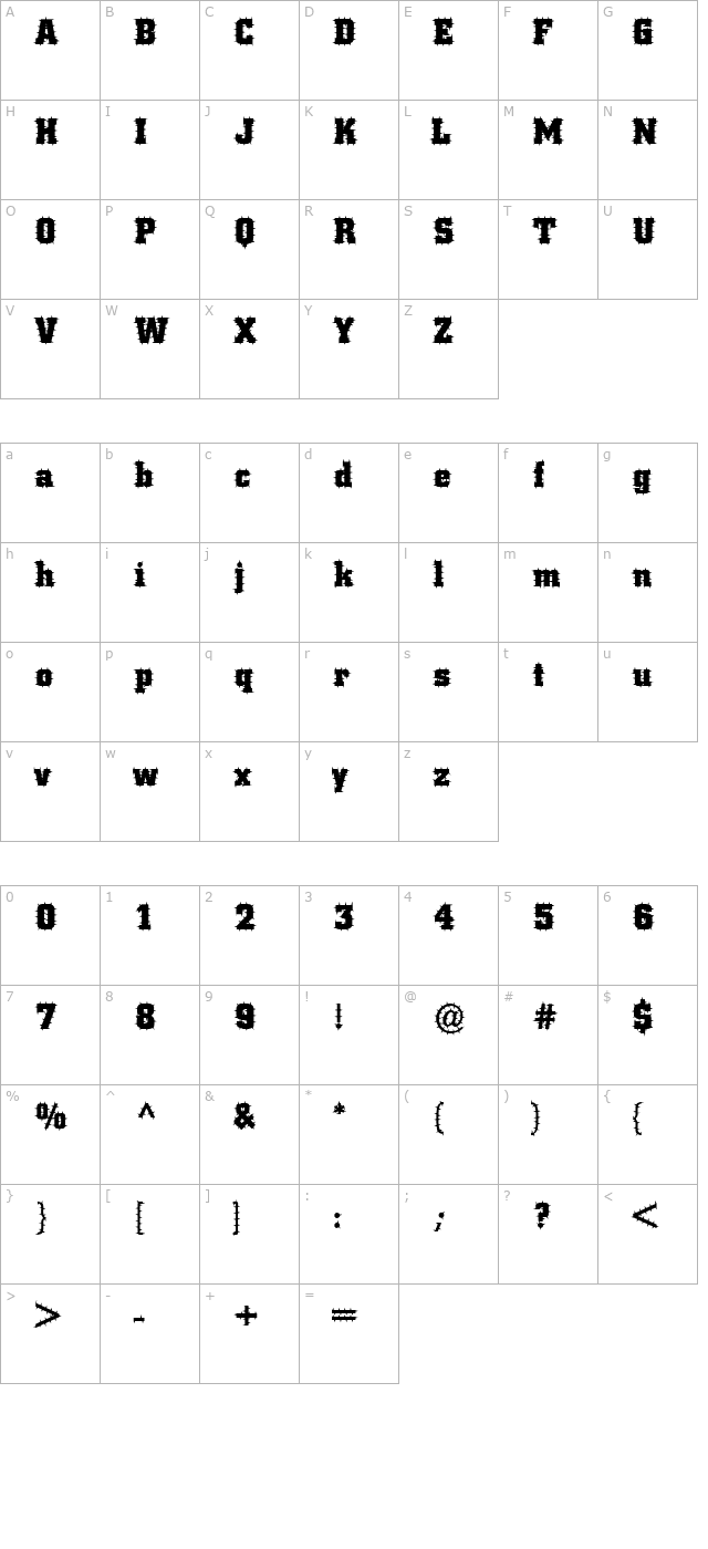 FZ BASIC 53 SPIKED character map