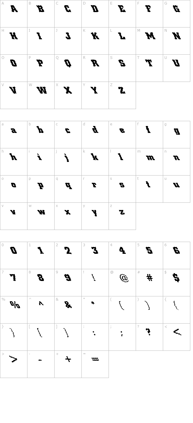 FZ BASIC 53 WAVEY LEFTY character map