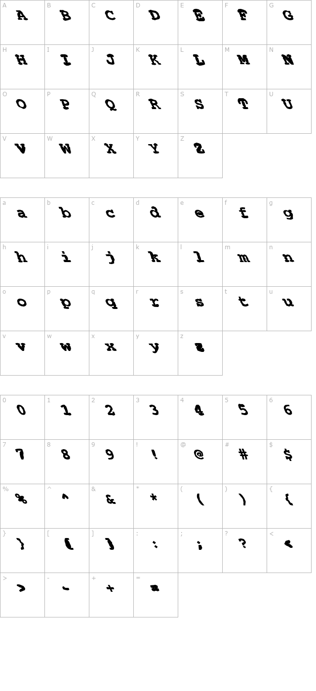 FZ BASIC 54 MANGLED LEFTY character map