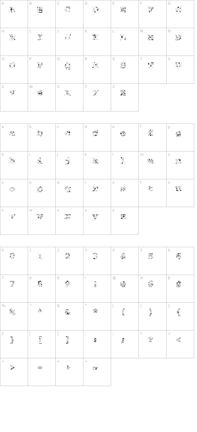 FZ BASIC 54 SPOTTED character map