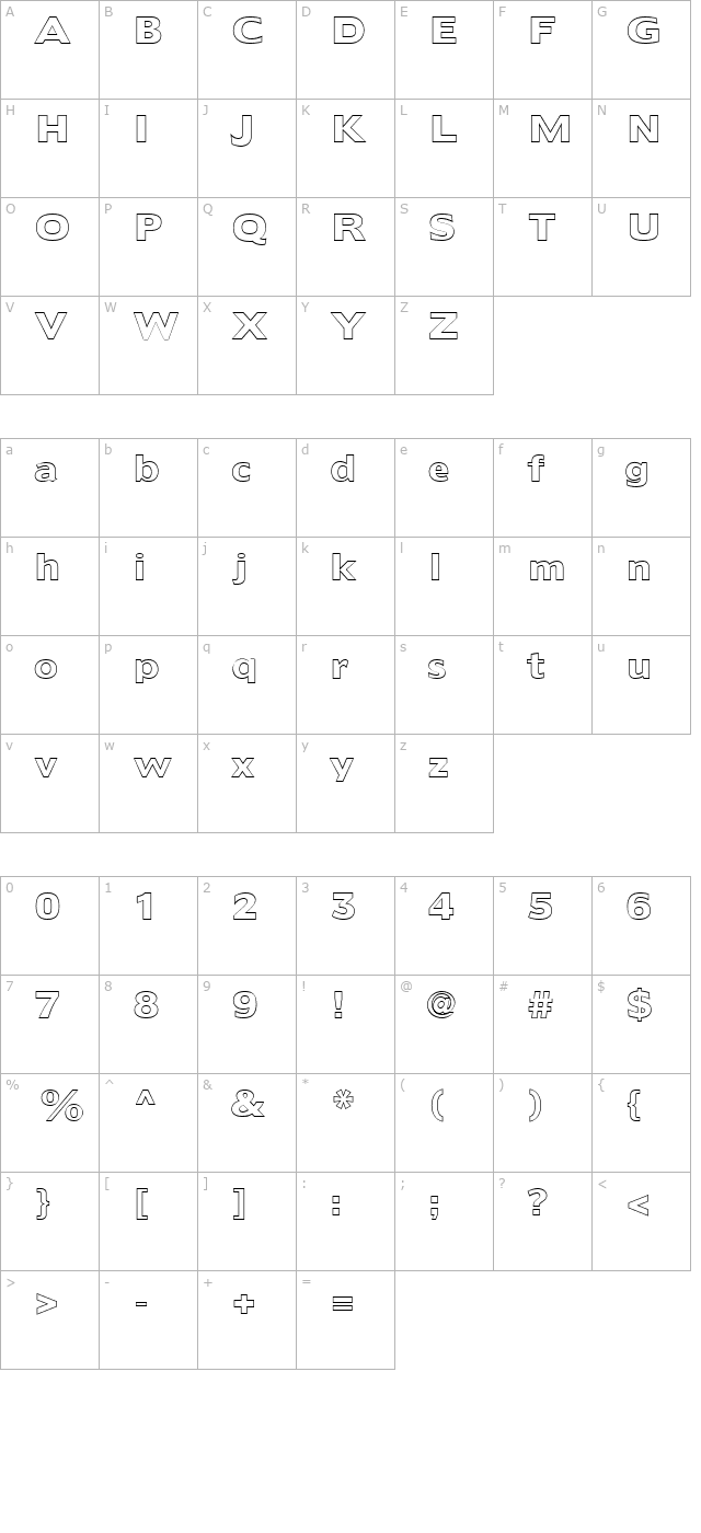 FZ BASIC 55 HOLLOW character map