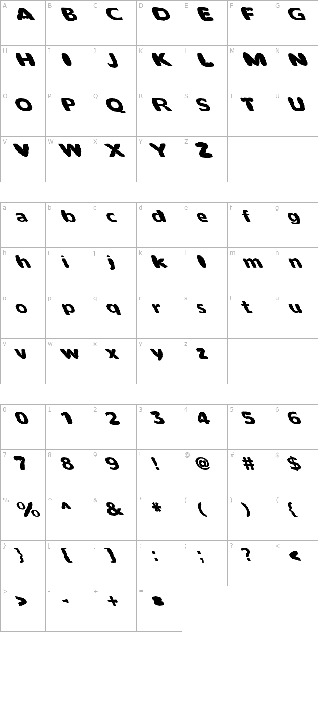 FZ BASIC 55 MANGLED LEFTY character map