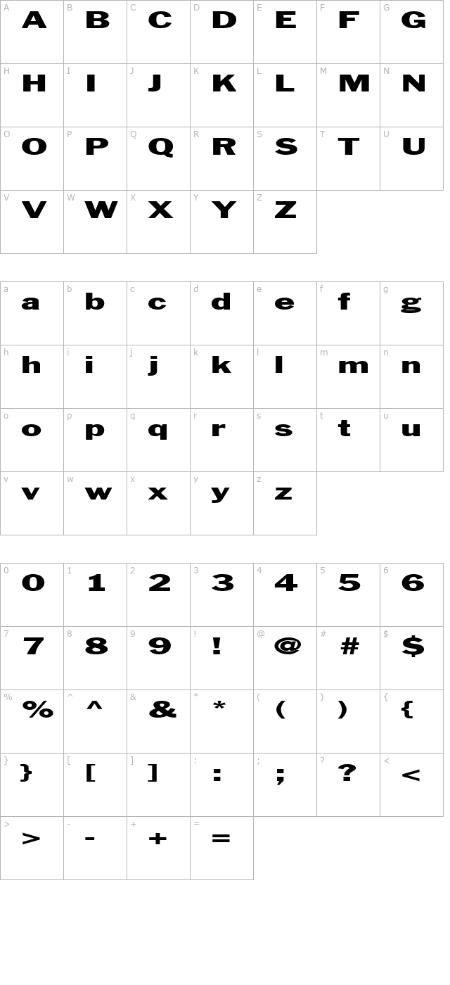 FZ BASIC 56 EX character map