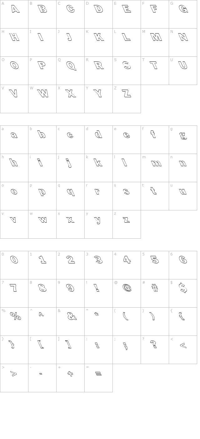 FZ BASIC 56 HOLLOW LEFTY character map