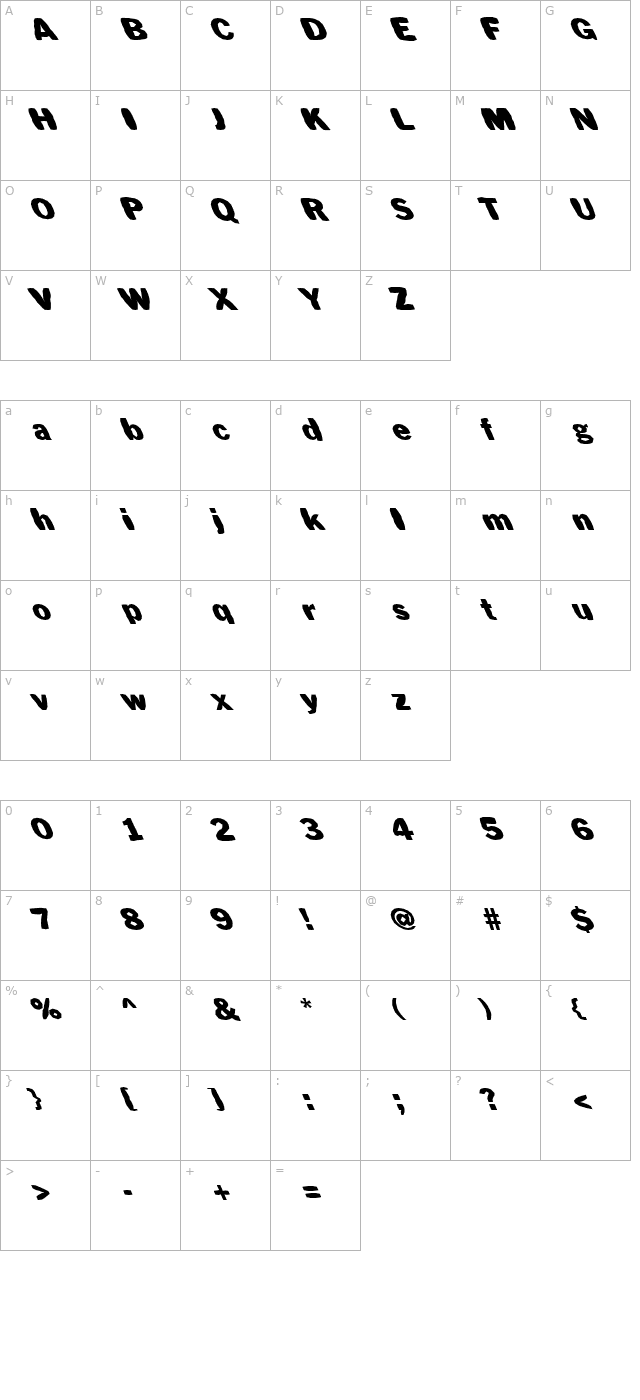 FZ BASIC 56 MANGLED LEFTY character map