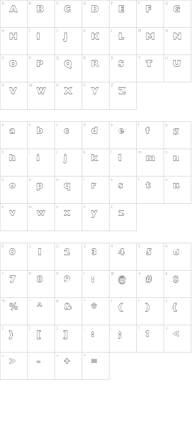 FZ BASIC 57 HOLLOW character map