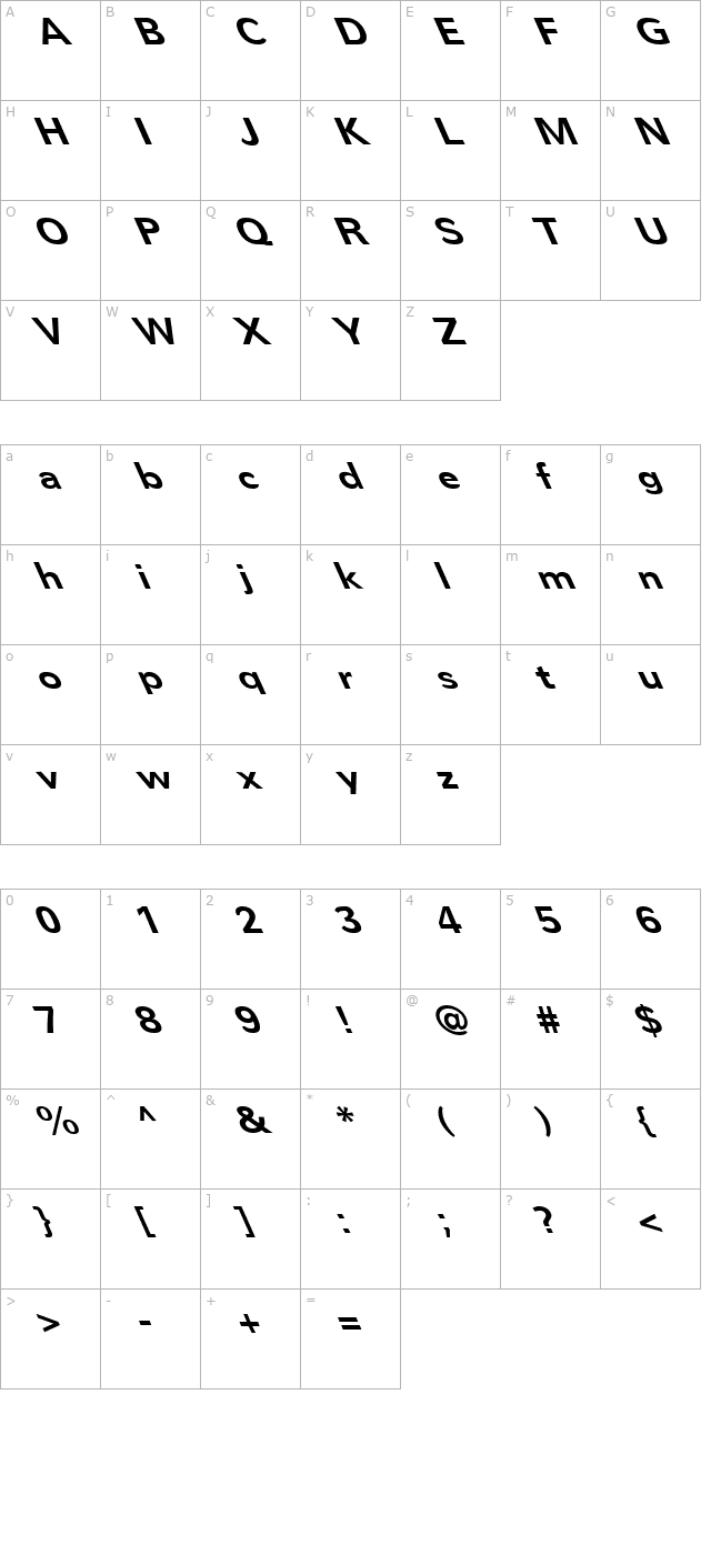 FZ BASIC 57 LEFTY character map