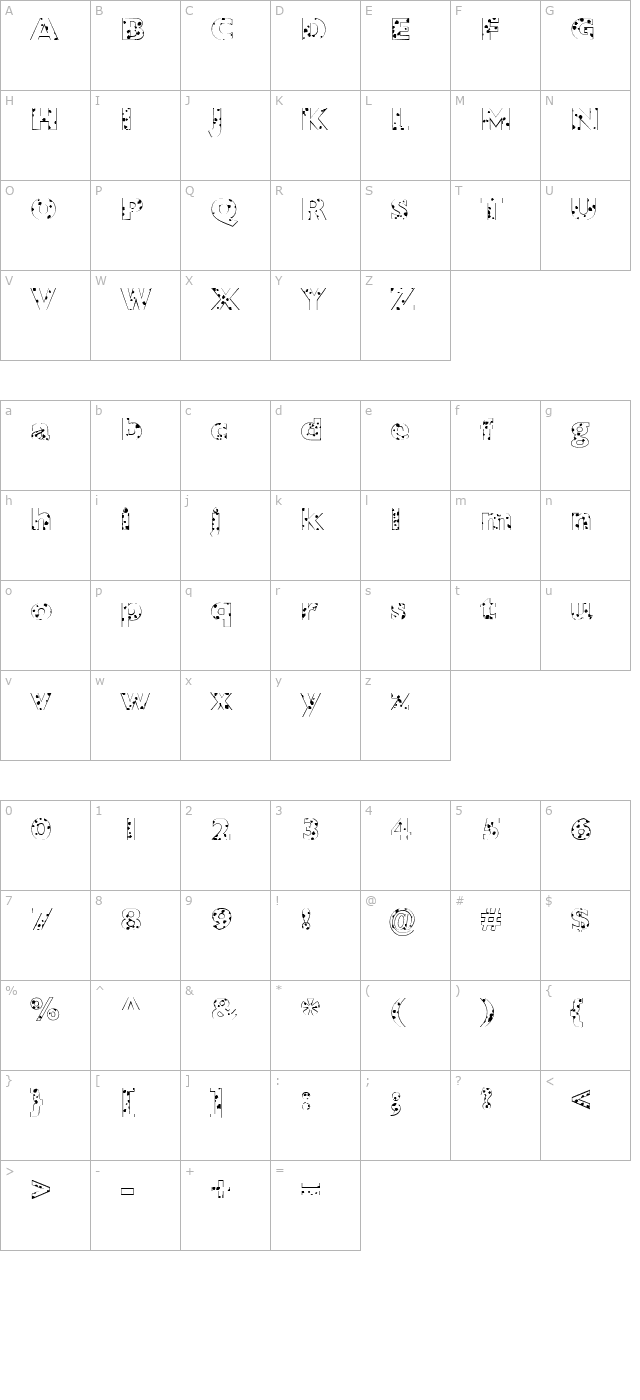 FZ BASIC 57 SPOTTED character map