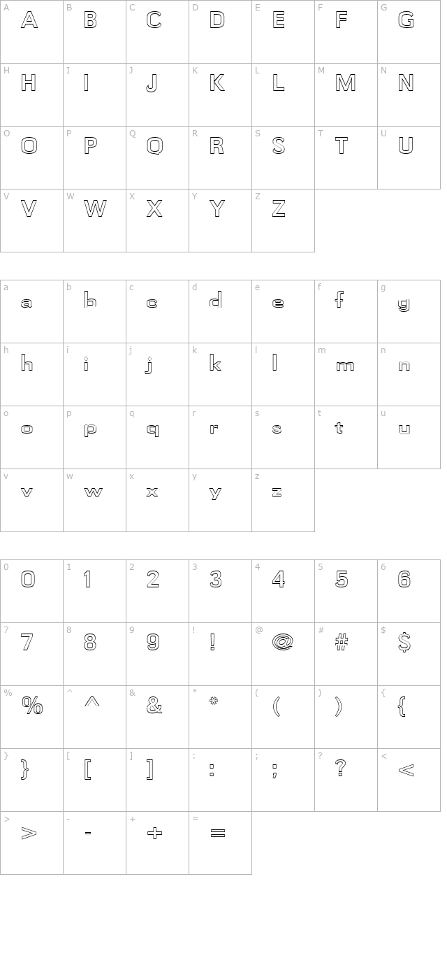 FZ BASIC 58 HOLLOW character map