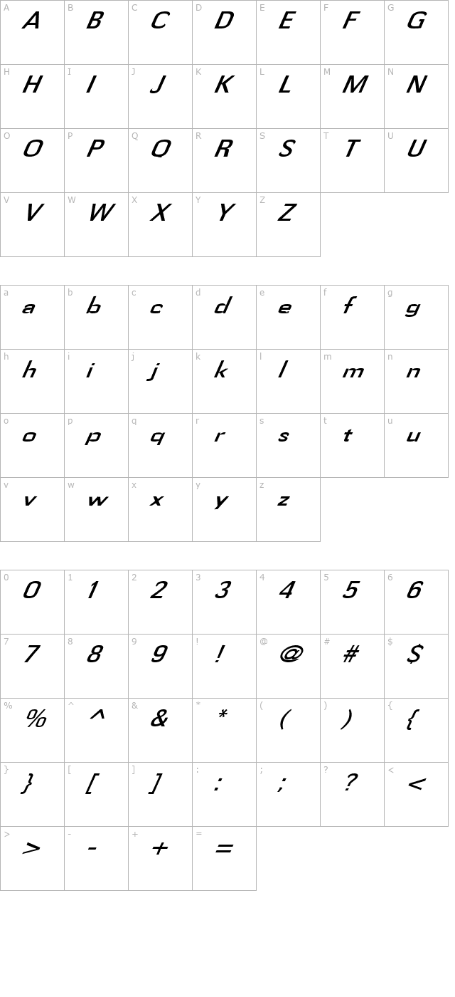 fz-basic-58-italic character map