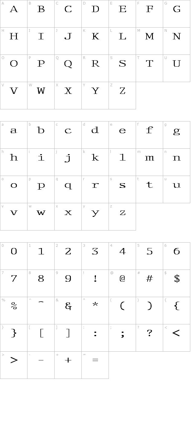 FZ DIGITAL 1 EX character map