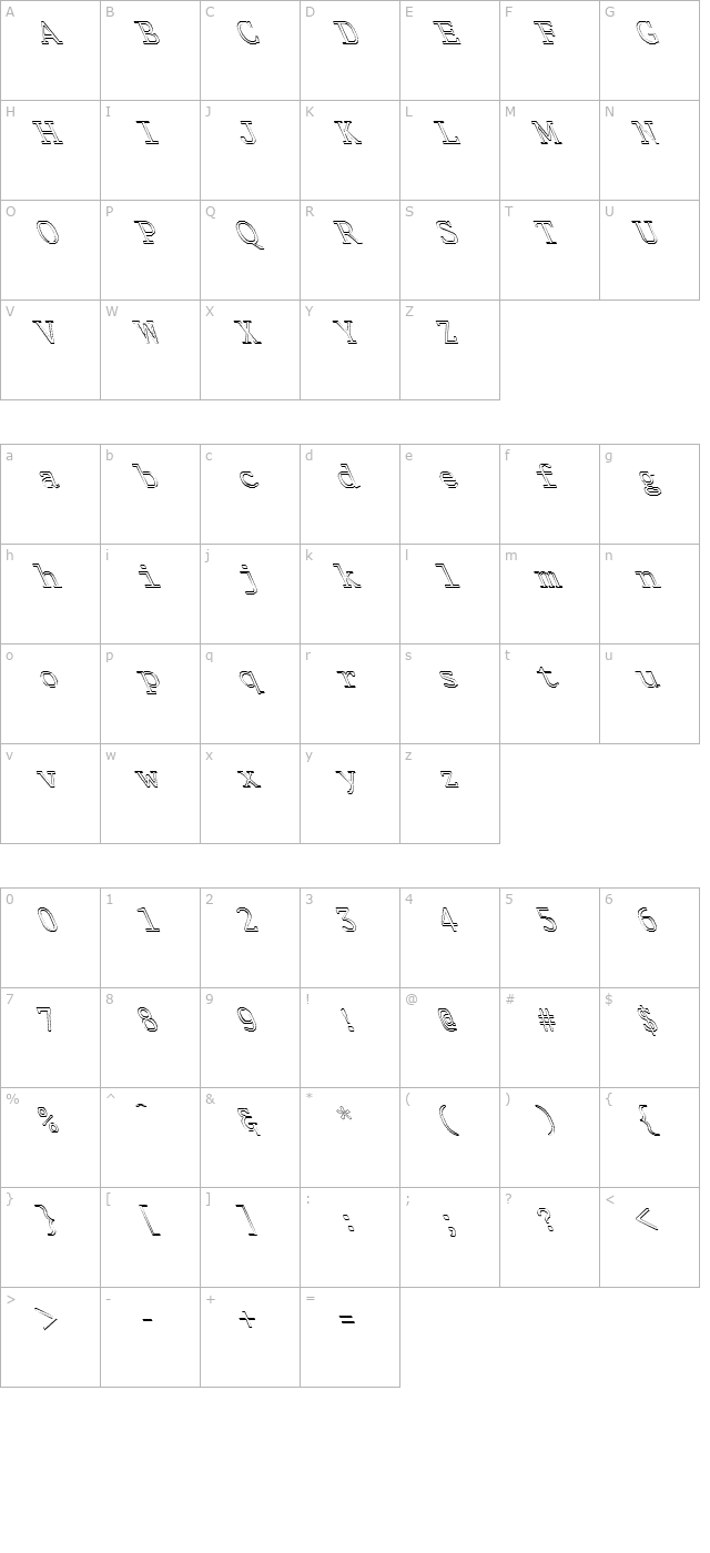 FZ DIGITAL 1 HOLLOW LEFTY character map