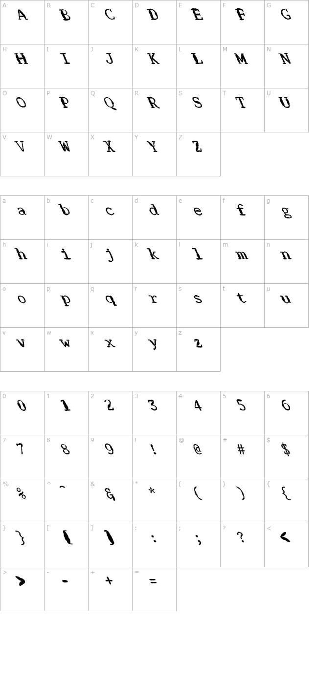 FZ DIGITAL 1 MANGLED LEFTY character map