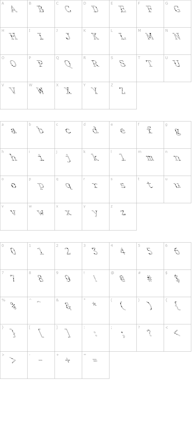 FZ DIGITAL 1 SPOTTED LEFTY character map