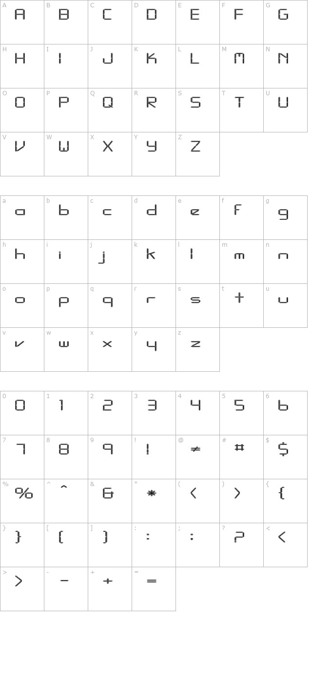 fz-digital-10-contour-ex character map