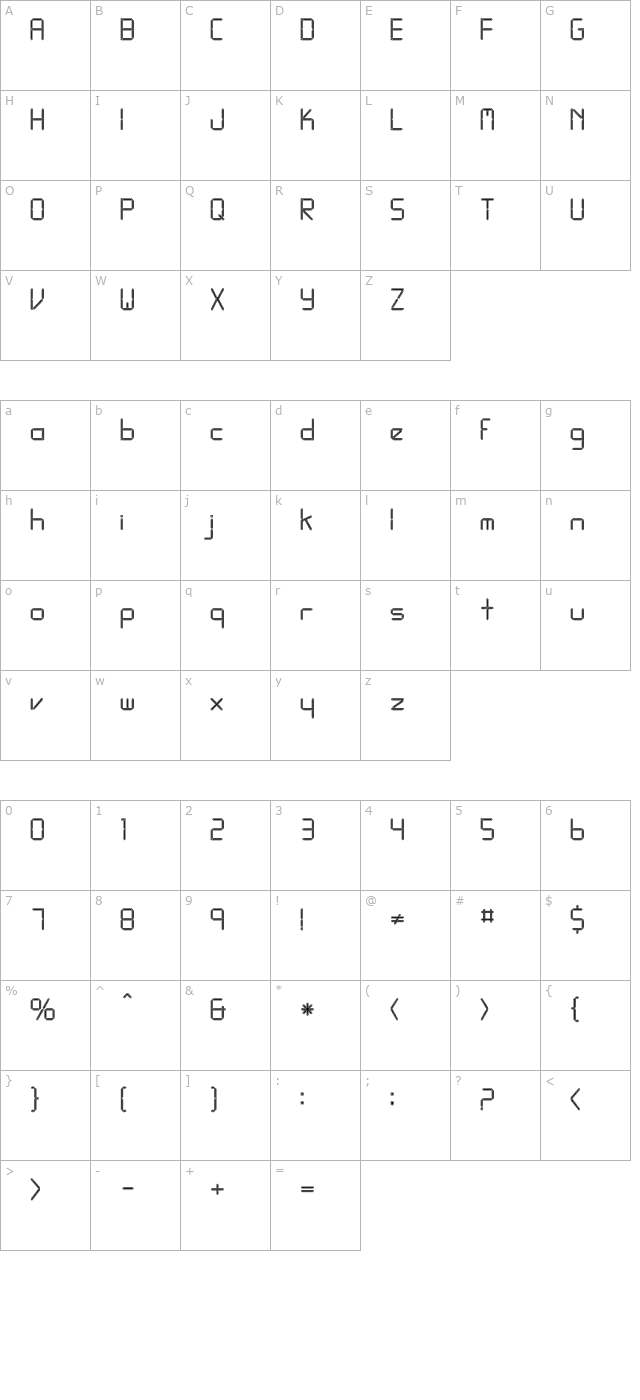 FZ DIGITAL 10 CONTOUR character map