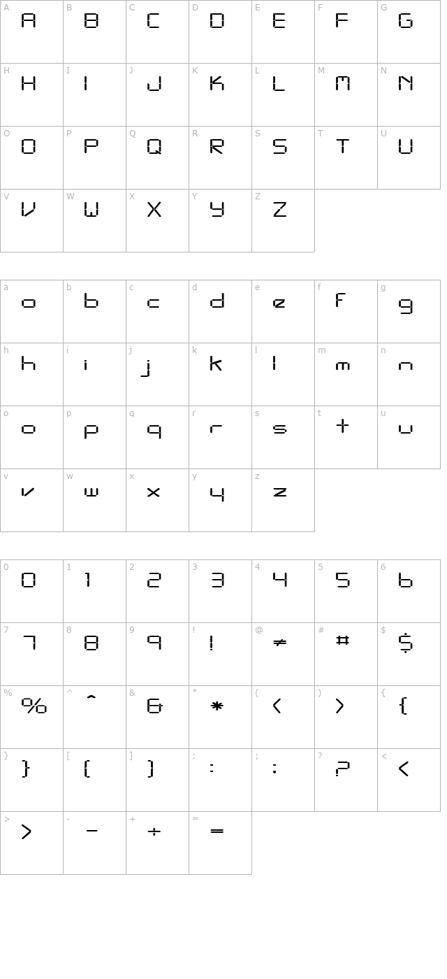 FZ DIGITAL 10 EX character map