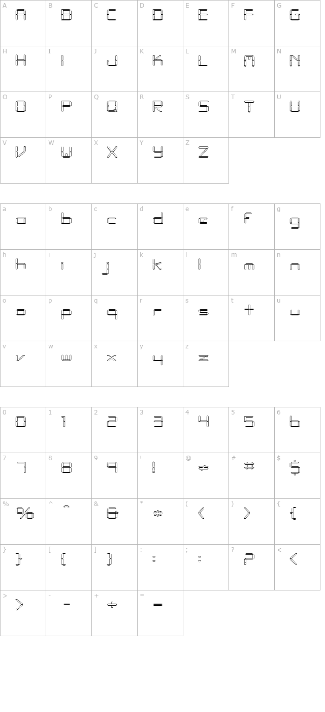 fz-digital-10-hollow-ex character map