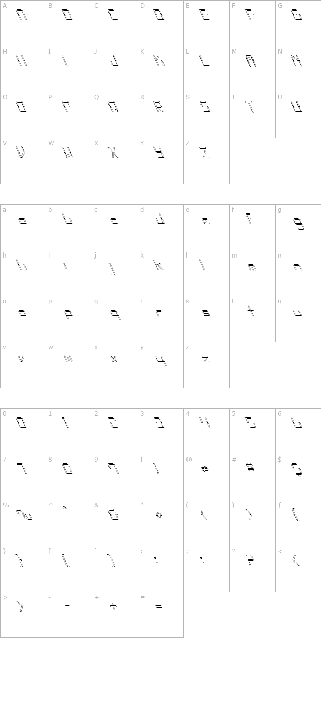 FZ DIGITAL 10 HOLLOW LEFTY character map