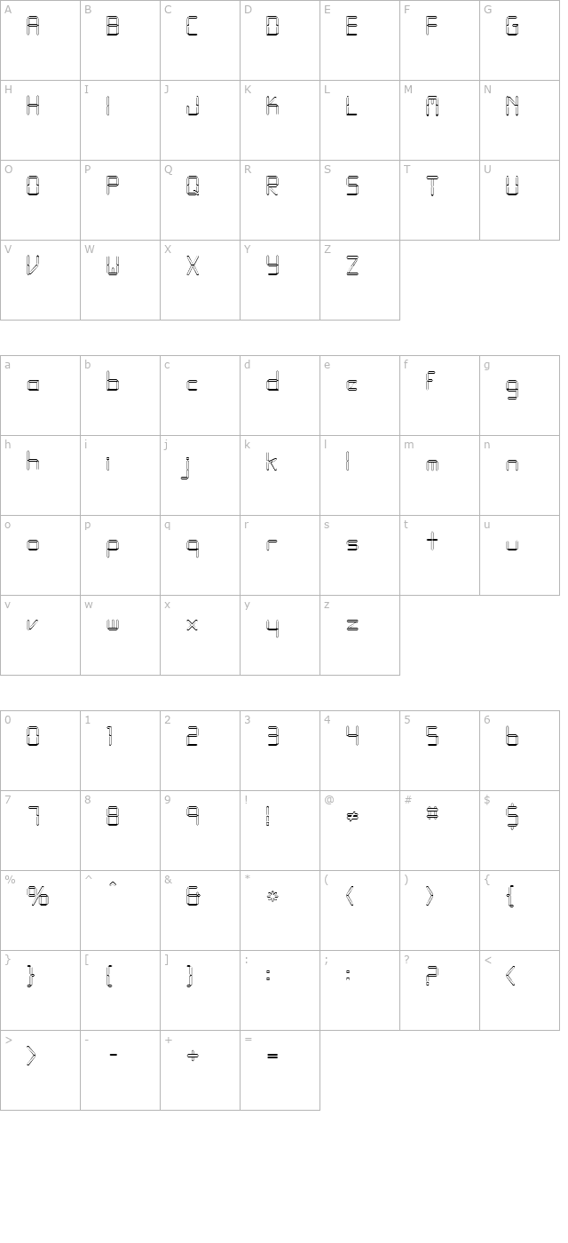 FZ DIGITAL 10 HOLLOW character map